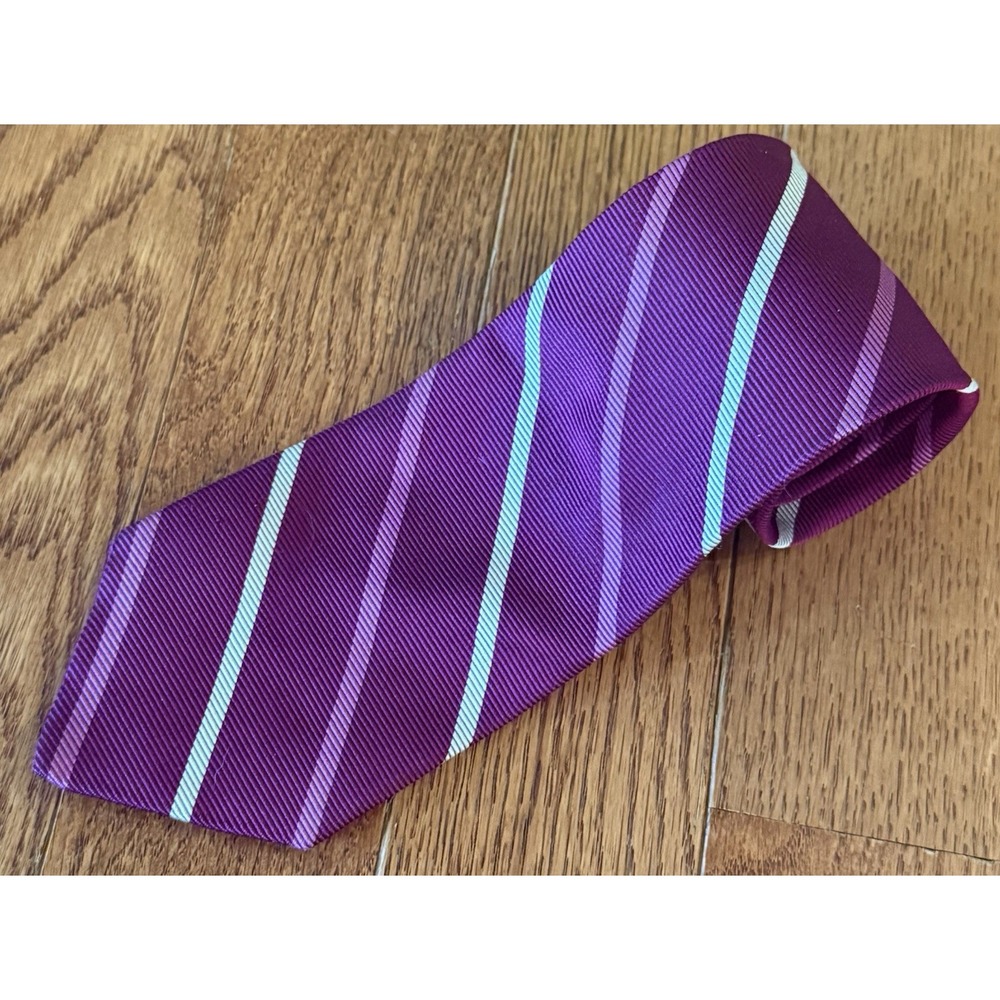 BROOKS BROTHERS Makers 100% Silk Stripes Purple Formal Suit Tie Business Office